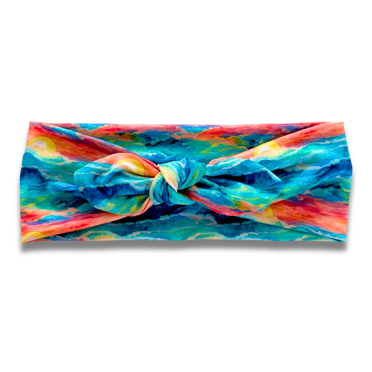 Sunset Waves Sweetheart Headband (or removable tie option) Sewing Sweethearts Sweetheart with Removable Tie