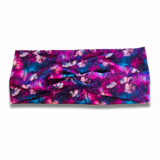 Purple Flowers Sweetheart Headband (or removable tie option) Sewing Sweethearts Sweetheart