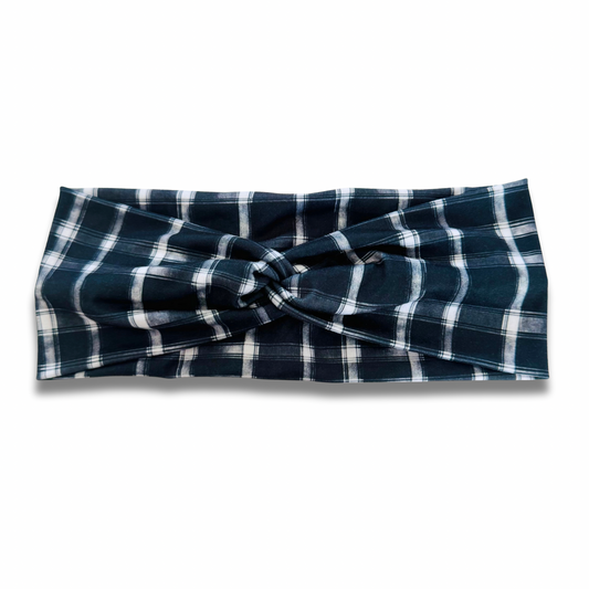 Black Plaid Sweetheart Headband (or removable tie option) Sewing Sweethearts Sweetheart