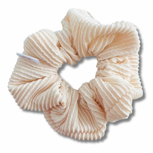 Cream Wavy Ribbed Scrunchie Sewing Sweethearts
