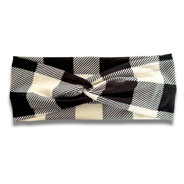 White Buffalo Plaid Sweetheart Headband (or removable tie option) Sewing Sweethearts Sweetheart