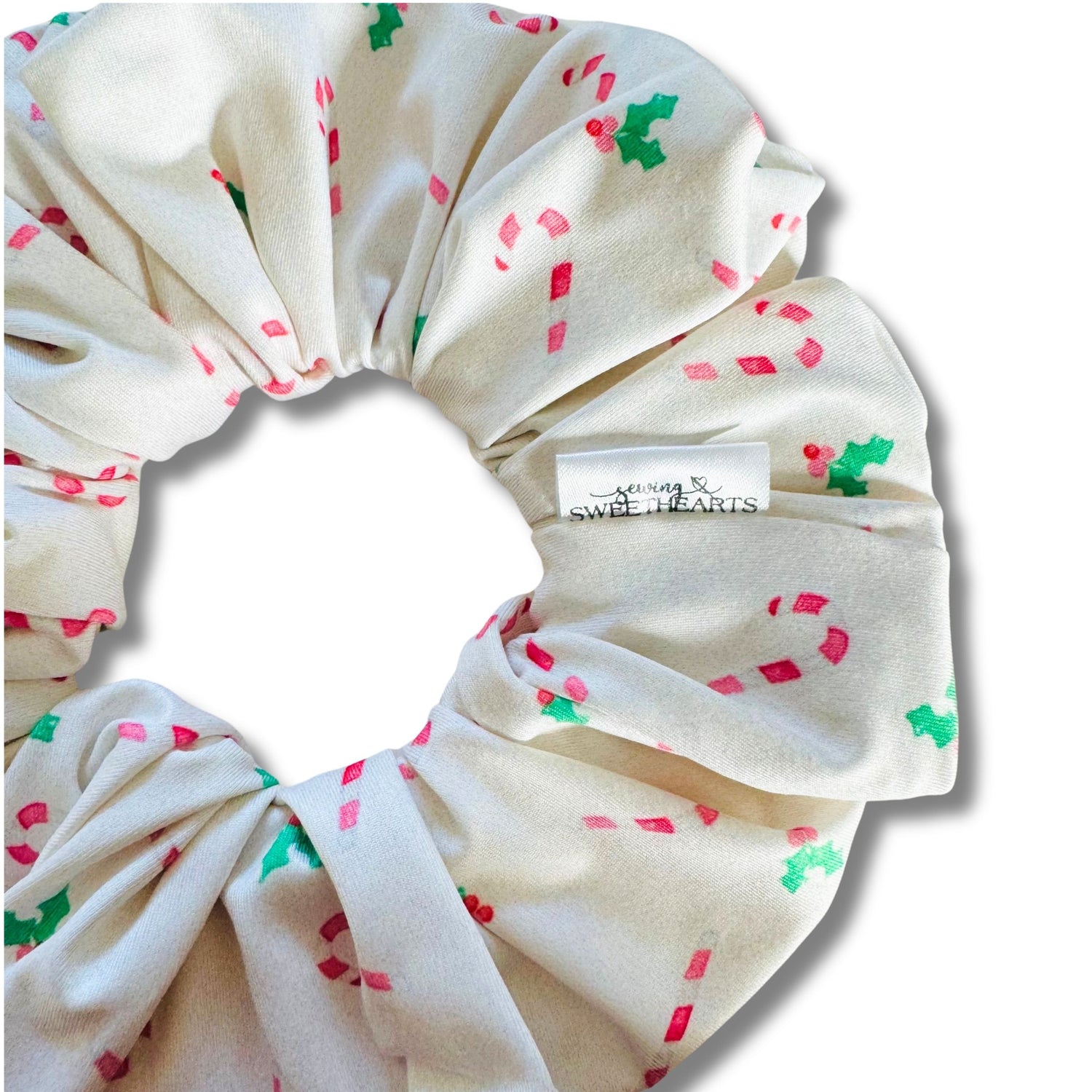 Candy Cane Kisses Scrunchie Sewing Sweethearts