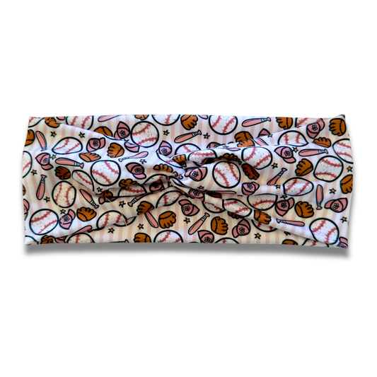 Baseball (v2) Sweetheart Headband (or removable tie option) Sewing Sweethearts Sweetheart
