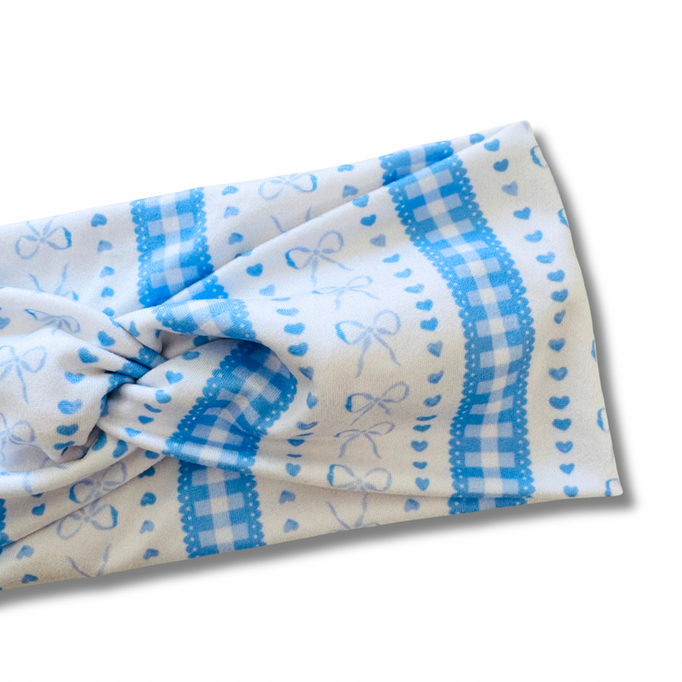 Blue Coquette Bows Sweetheart Headband (or removable tie option) Sewing Sweethearts