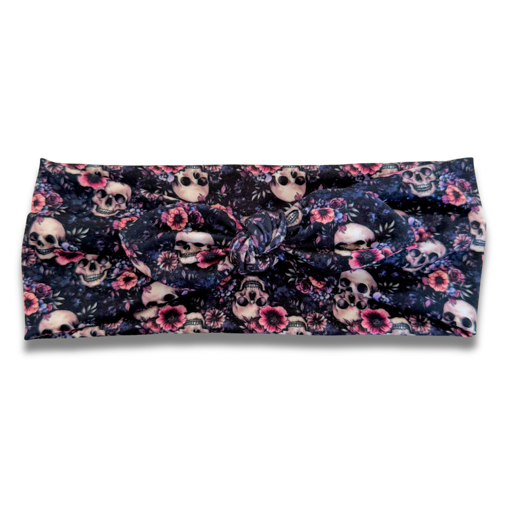 Floral Skulls Sweetheart Headband (or removable tie option) Sewing Sweethearts Sweetheart with Removable Tie