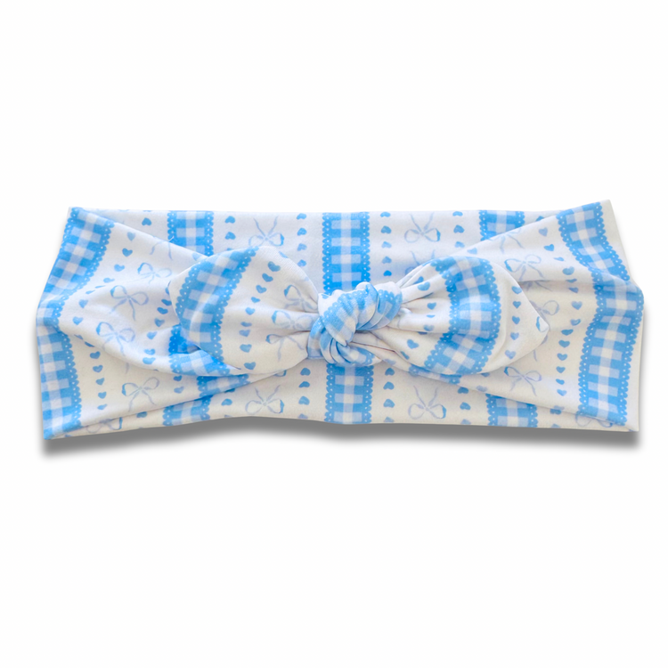 Blue Coquette Bows Sweetheart Headband (or removable tie option) Sewing Sweethearts Sweetheart with Removable Tie