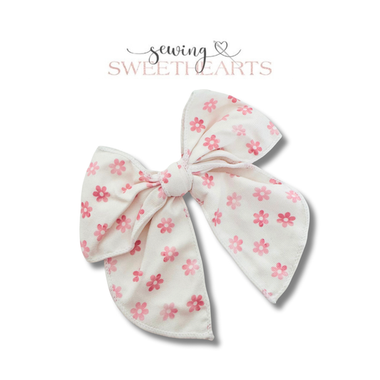 Pink Flowers Fable Bow Clip Sewing Sweethearts
