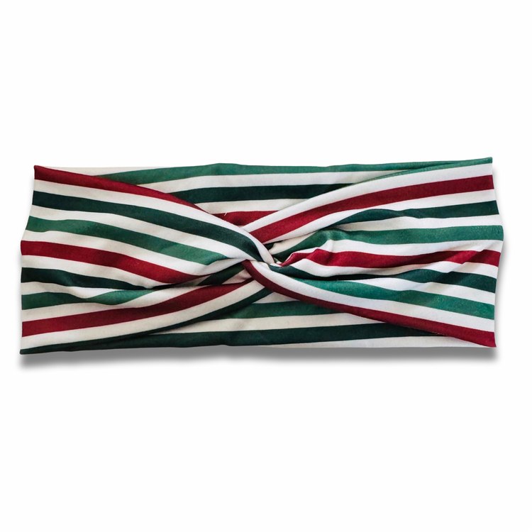 Yuletide Stripes Sweetheart Headband (or removable tie option)
