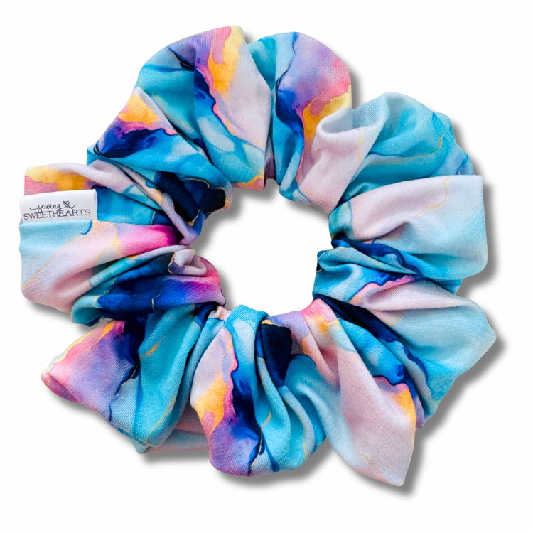 Blue Marble Scrunchie Sewing Sweethearts