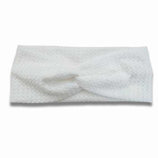 White Waffle Knit Sweetheart Headband (or removable tie option) Sewing Sweethearts Sweetheart