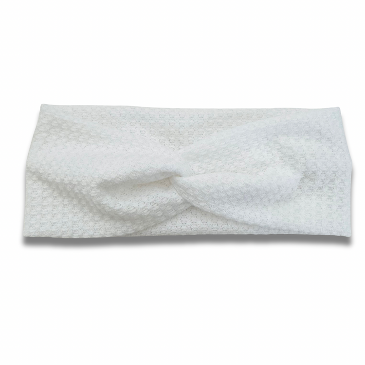 White Waffle Knit Sweetheart Headband (or removable tie option) Sewing Sweethearts Sweetheart