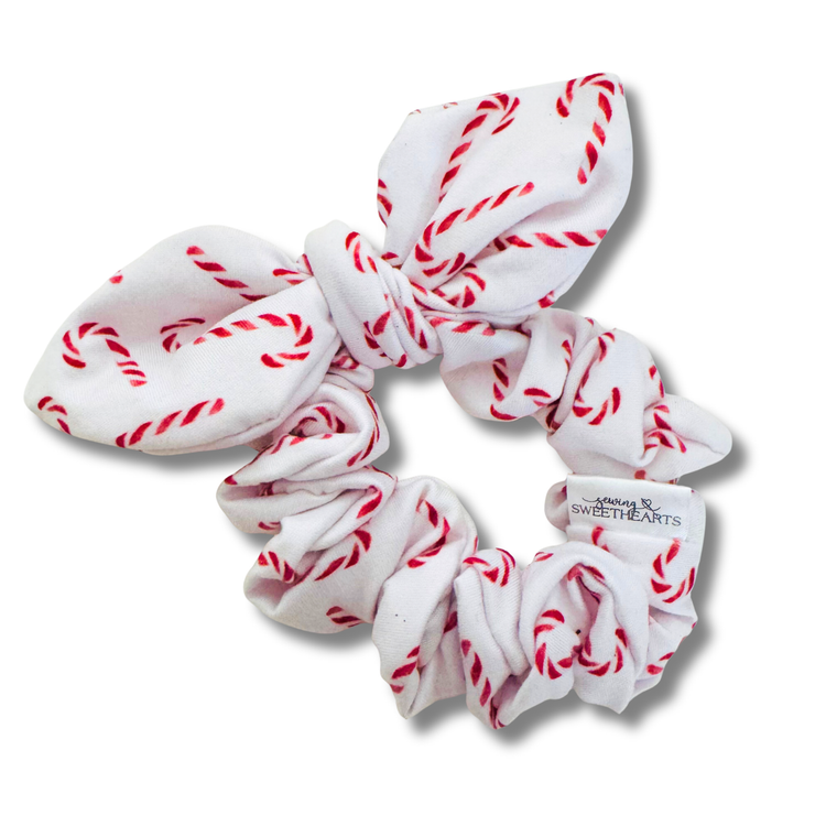 Candy Cane Lane Bow Scrunchie Sewing Sweethearts