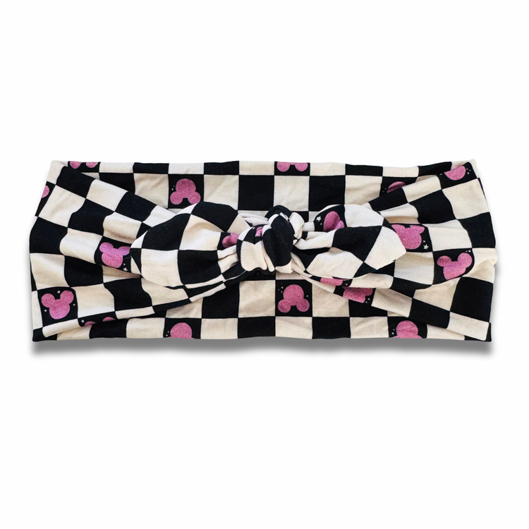 Checkered Mouse Sweetheart Headband (or removable tie option) Sewing Sweethearts Sweetheart with Removable Tie