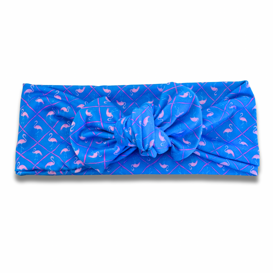 Flamingos on Blue Sweetie Headband Sewing Sweethearts