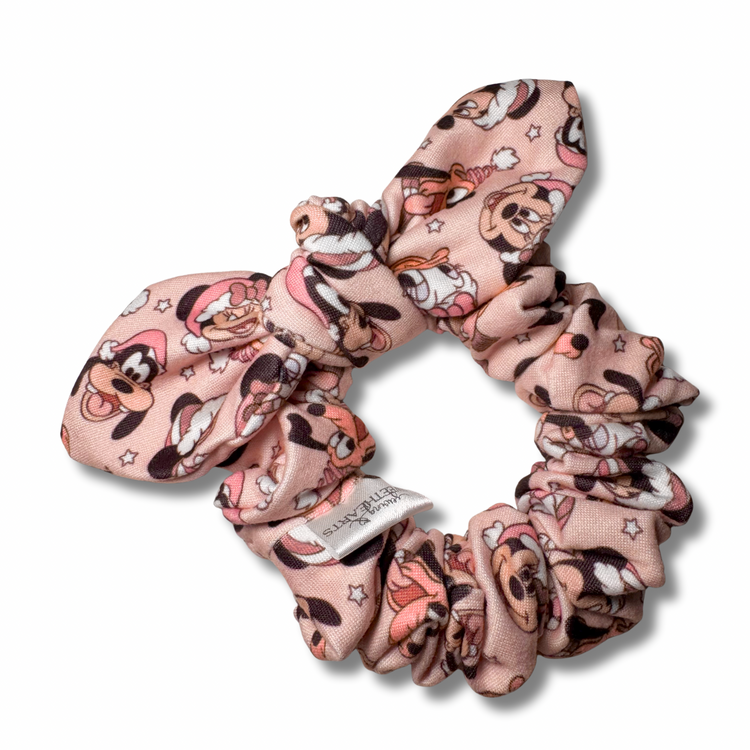 Pink Mouse Christmas Bow Scrunchie