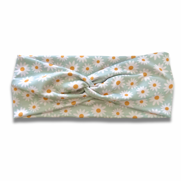 Blue Daisies Sweetheart Headband (or removable tie option) Sewing Sweethearts Sweetheart