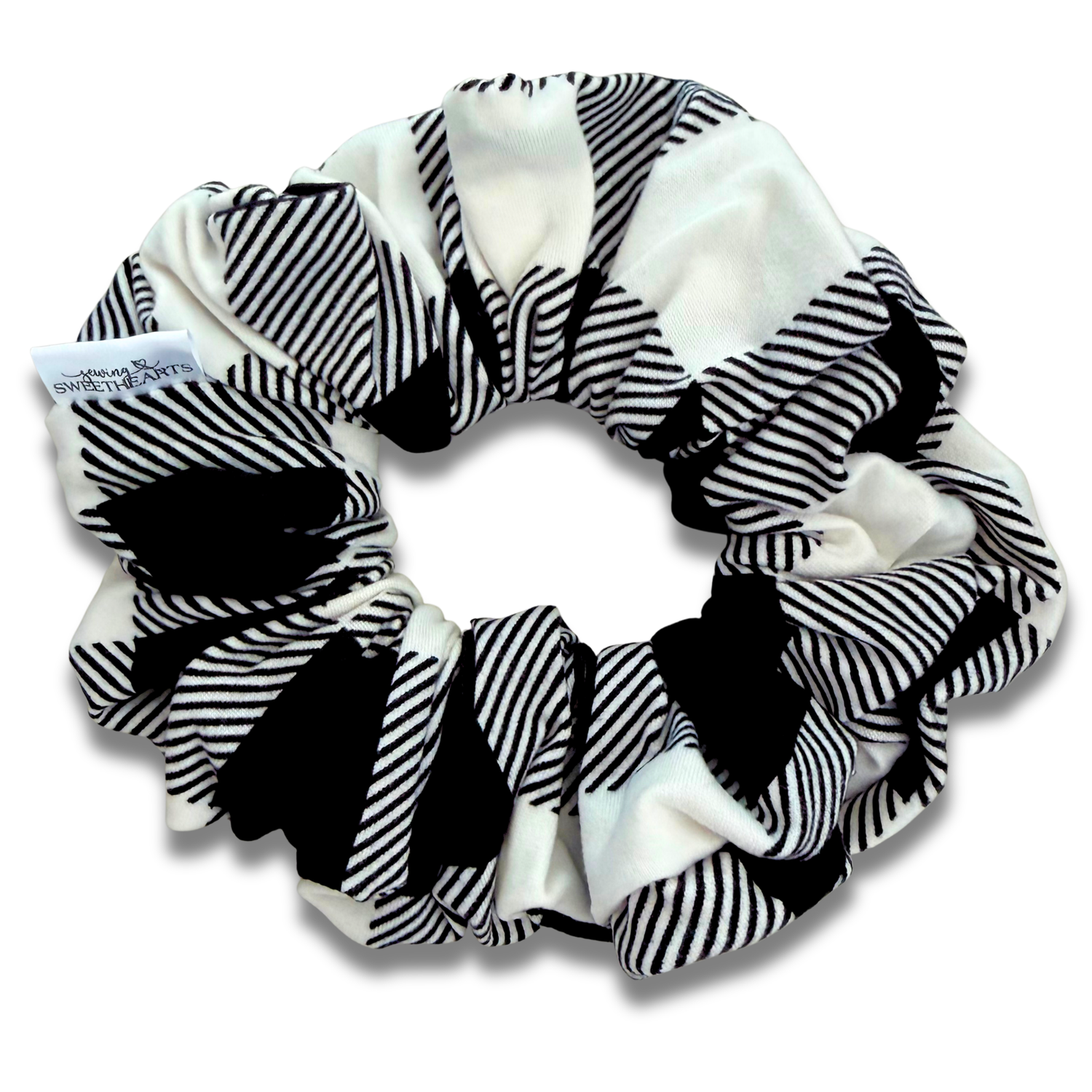 White Buffalo Plaid Scrunchie Sewing Sweethearts