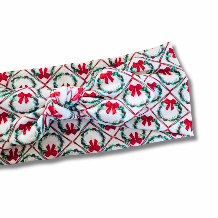 Oh Christmas Wreath Sweetheart Headband (or removable tie option)