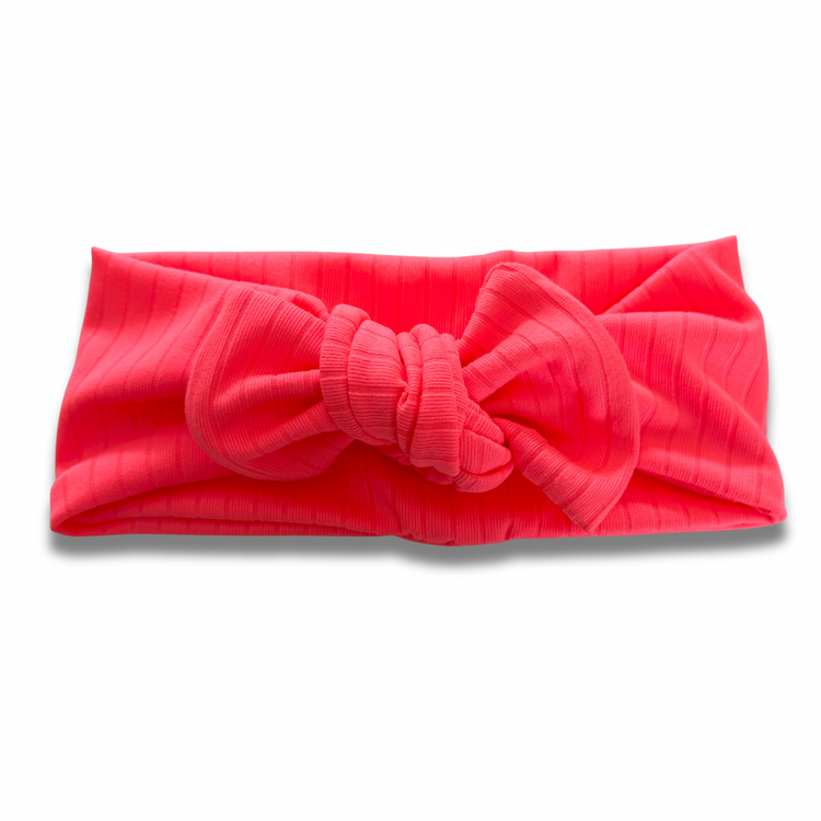 Neon Coral Ribbed Sweetie Headband Sewing Sweethearts