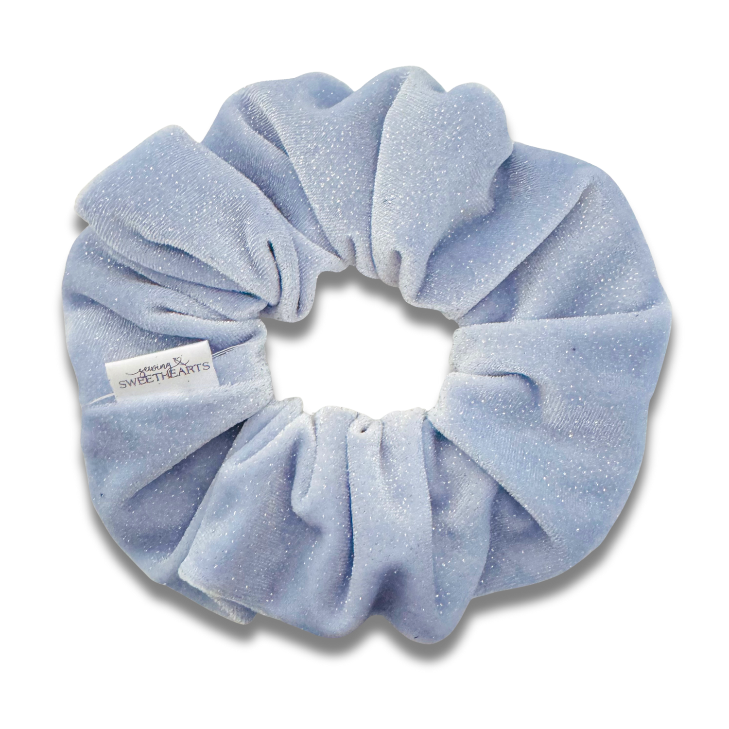 Icy Blue Glitter Velvet Scrunchie Sewing Sweethearts