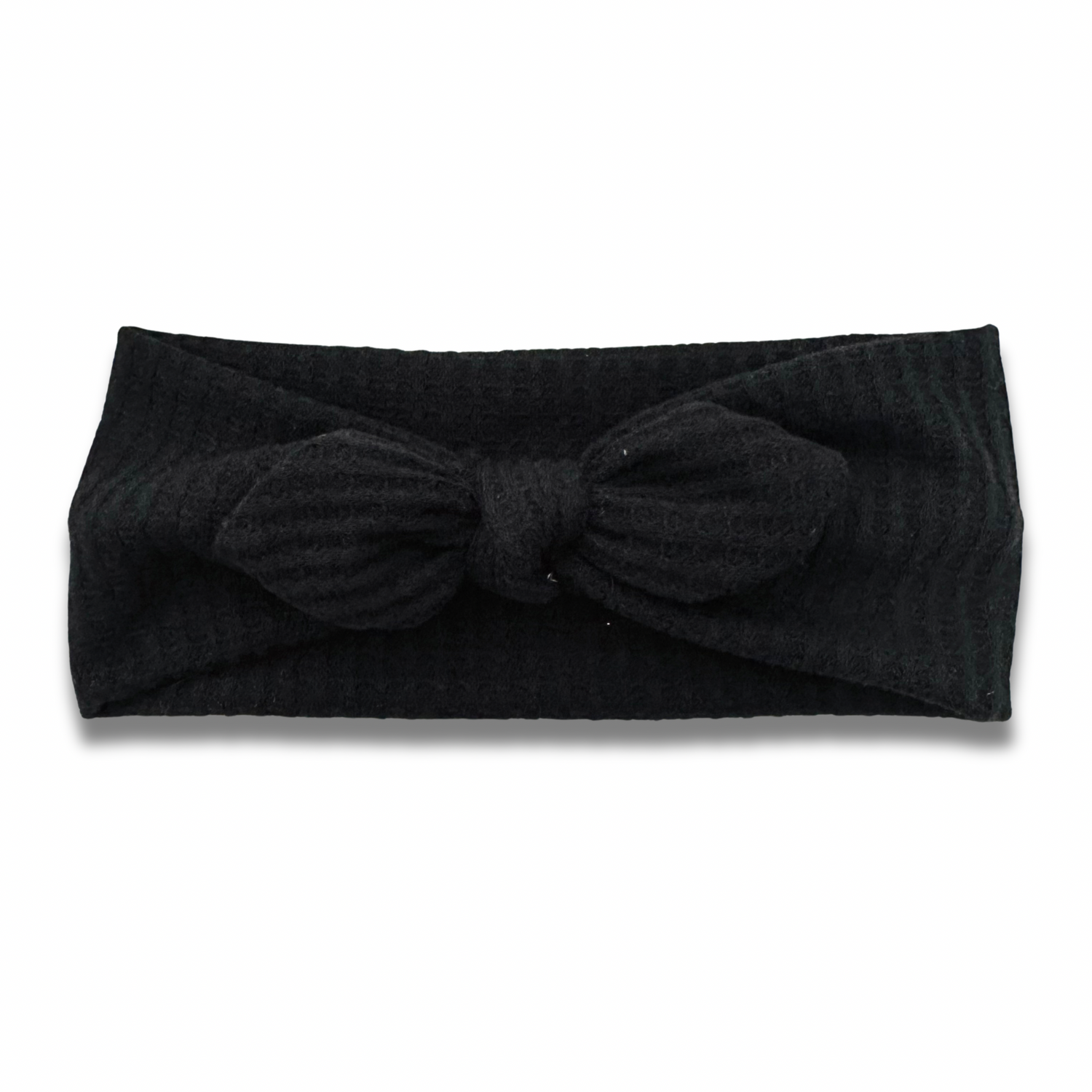Black Waffle Knit Sweetheart Headband (or removable tie option) Sewing Sweethearts Sweetheart with Removable Tie