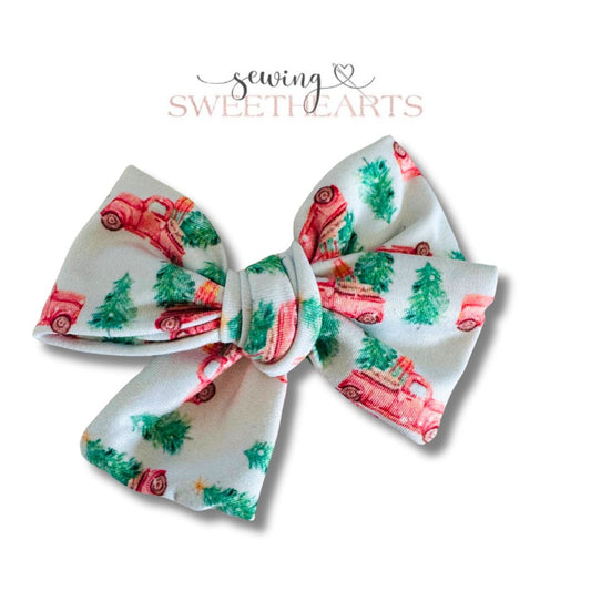 Red Trucks Bow  Sewing Sweethearts   