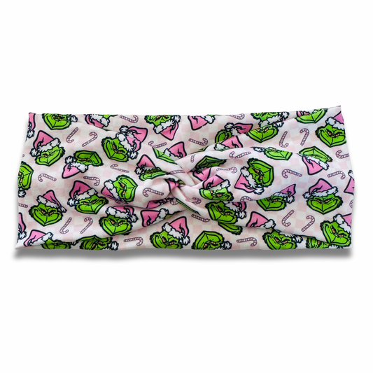 Grinchy Greetings Sweetheart Headband (or removable tie option)