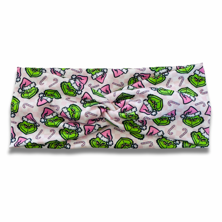 Grinchy Greetings Sweetheart Headband (or removable tie option)