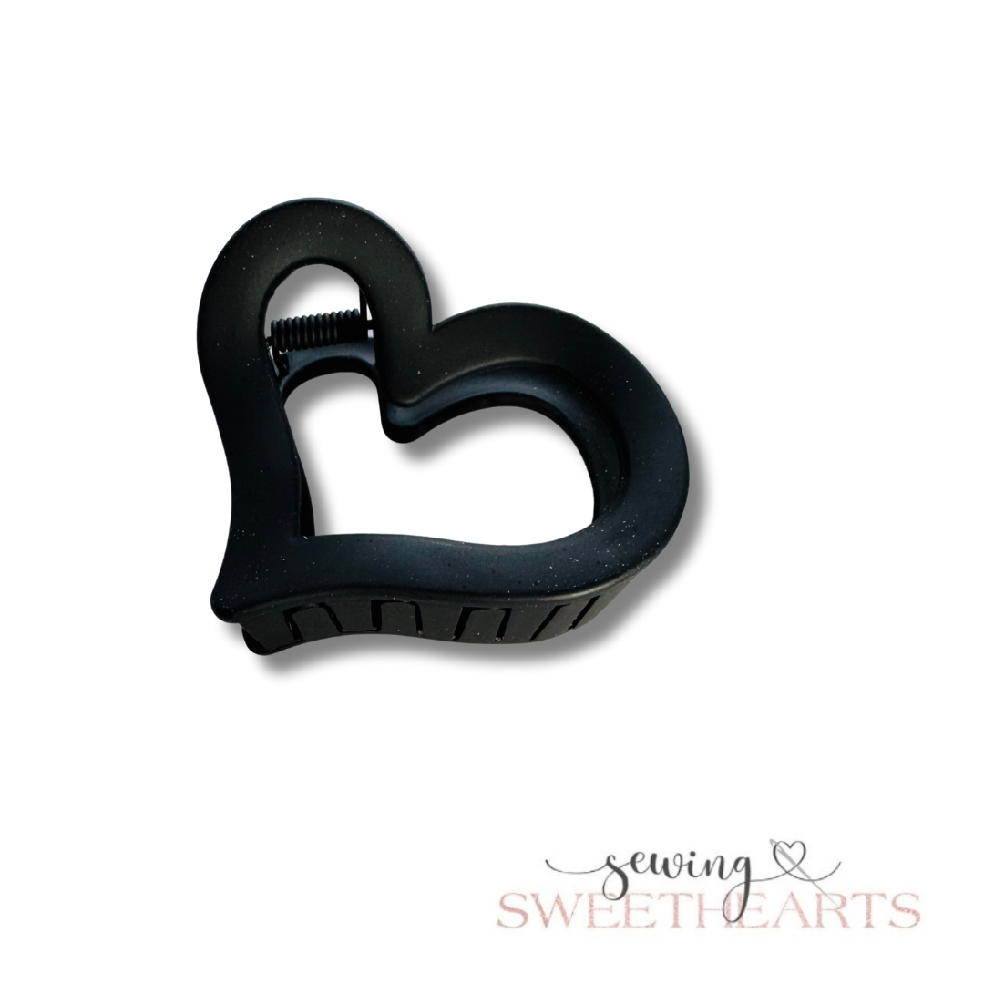 Heart Claw Clip Sewing Sweethearts Black