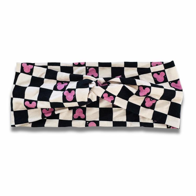 Checkered Mouse Sweetheart Headband (or removable tie option) Sewing Sweethearts Sweetheart