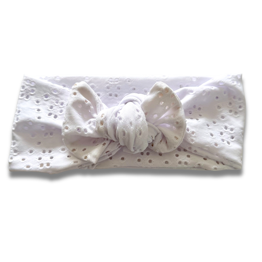 White Eyelet Sweetie Headband Sewing Sweethearts