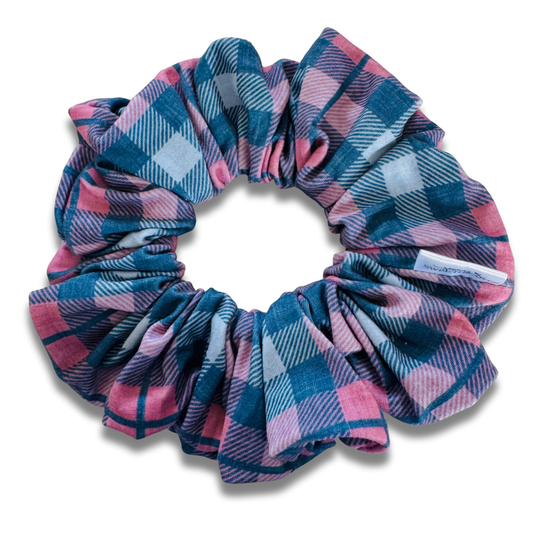 Cozy Blush Plaid Scrunchie Sewing Sweethearts