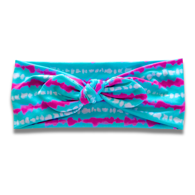 Aqua Tie Dye Stripe Sweetheart Headband (or removable tie option) Sewing Sweethearts Sweetheart with Removable Tie