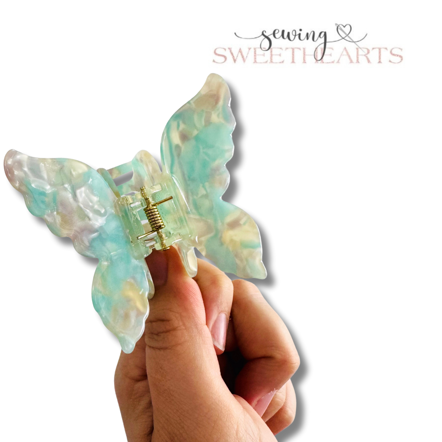Butterfly Claw Clips Sewing Sweethearts Bright Blue
