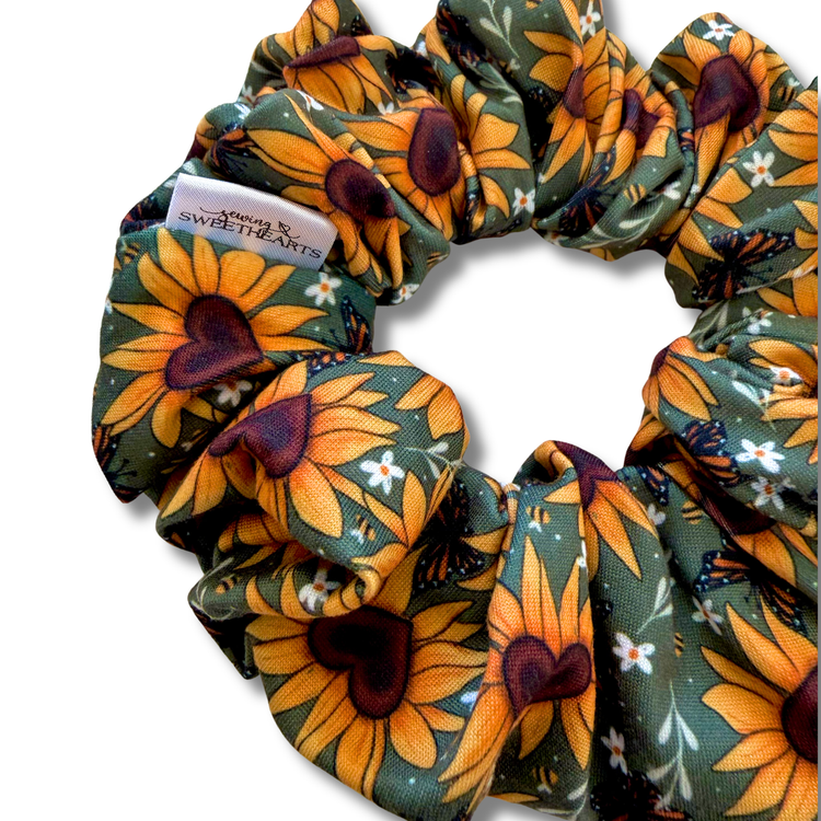 Sunflower Hearts Scrunchie Sewing Sweethearts