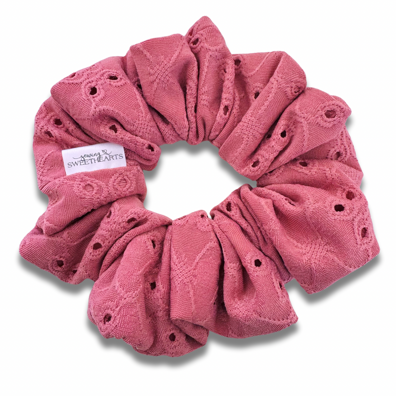 Dark Rose Eyelet Scrunchie Sewing Sweethearts
