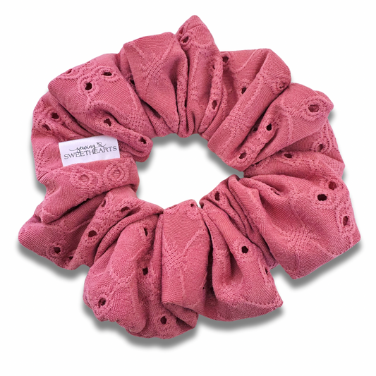 Dark Rose Eyelet Scrunchie Sewing Sweethearts