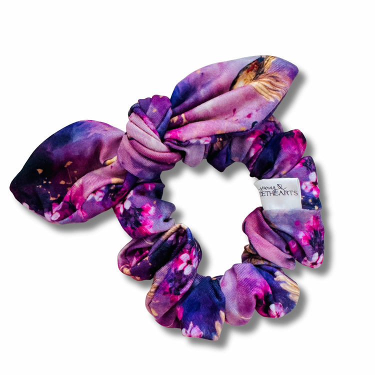 Violet Hummingbird Bow Scrunchie Sewing Sweethearts