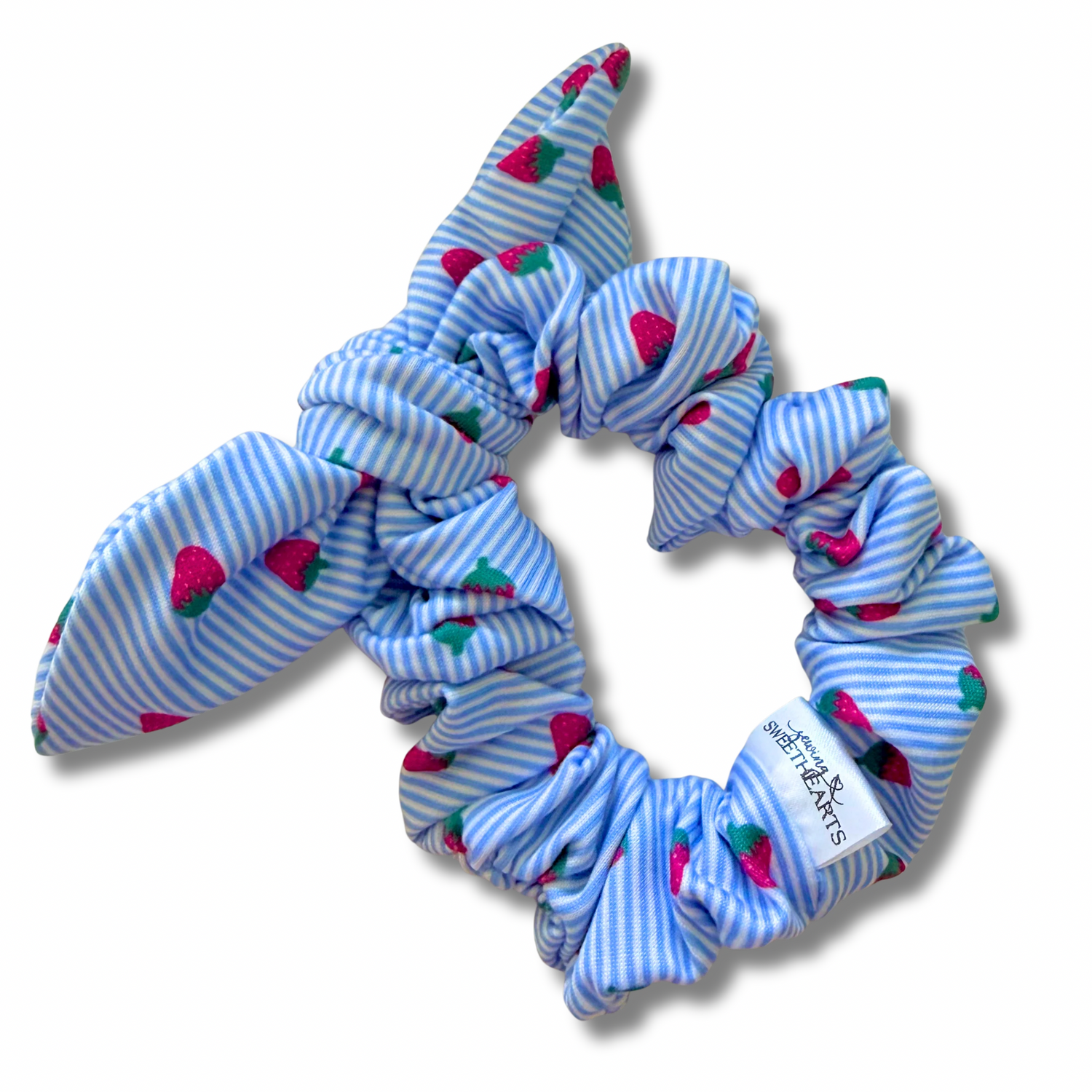 Strawberry Picnic Bow Scrunchie Sewing Sweethearts