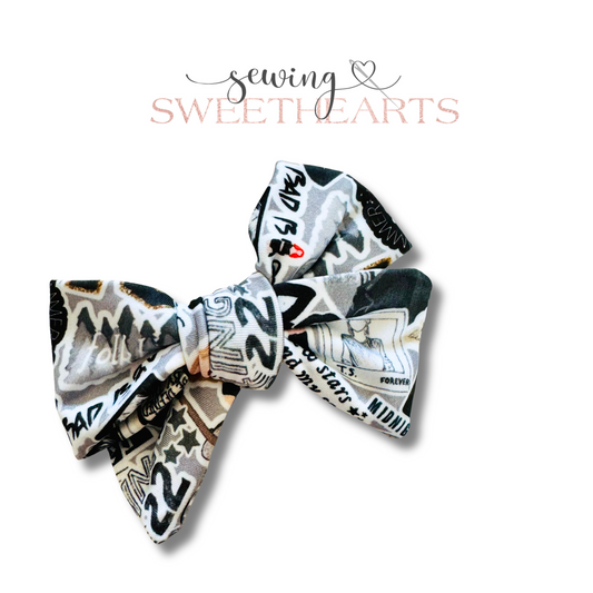 Greyscale Taylor Bow  Sewing Sweethearts   