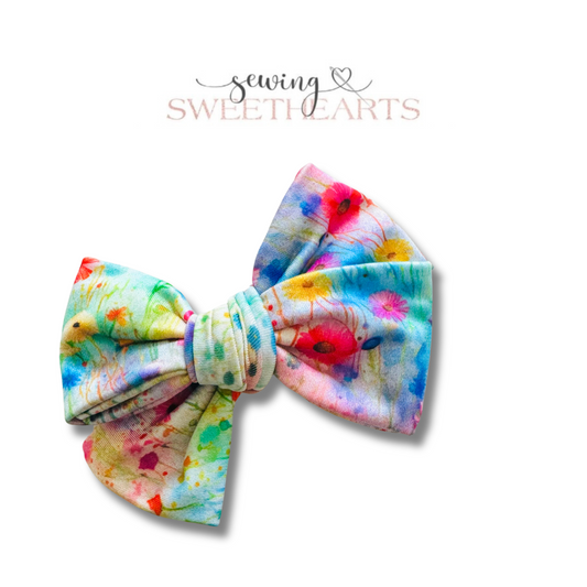 Water Painted Blooms Bow  Sewing Sweethearts   