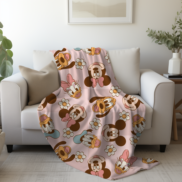 Mouse Floral Friends Minky Blanket PREORDER (~4 weeks before shipping)  Sewing Sweethearts   