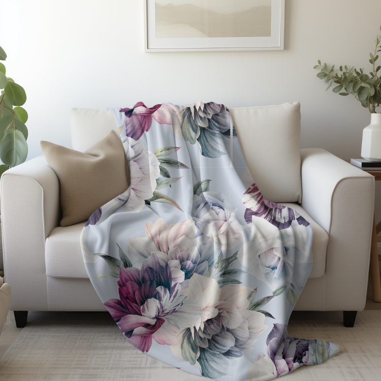 Baby Blue Blooms Minky Blanket PREORDER (~4 weeks before shipping)  Sewing Sweethearts   