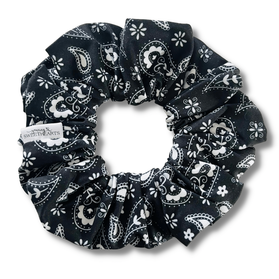 Black Paisley Scrunchie Scrunchies Sewing Sweethearts   