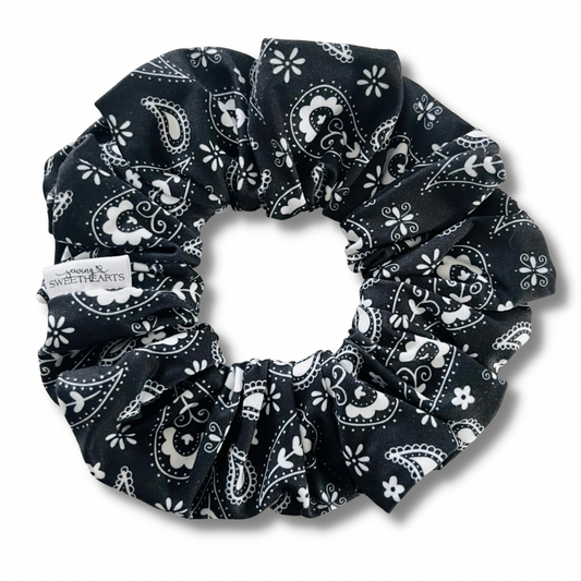 Black Paisley Scrunchie Scrunchies Sewing Sweethearts   