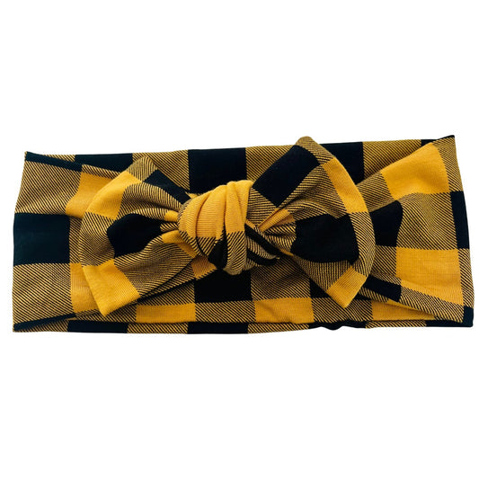 Mustard Buffalo Plaid Sweetie Headbands Sewing Sweethearts   